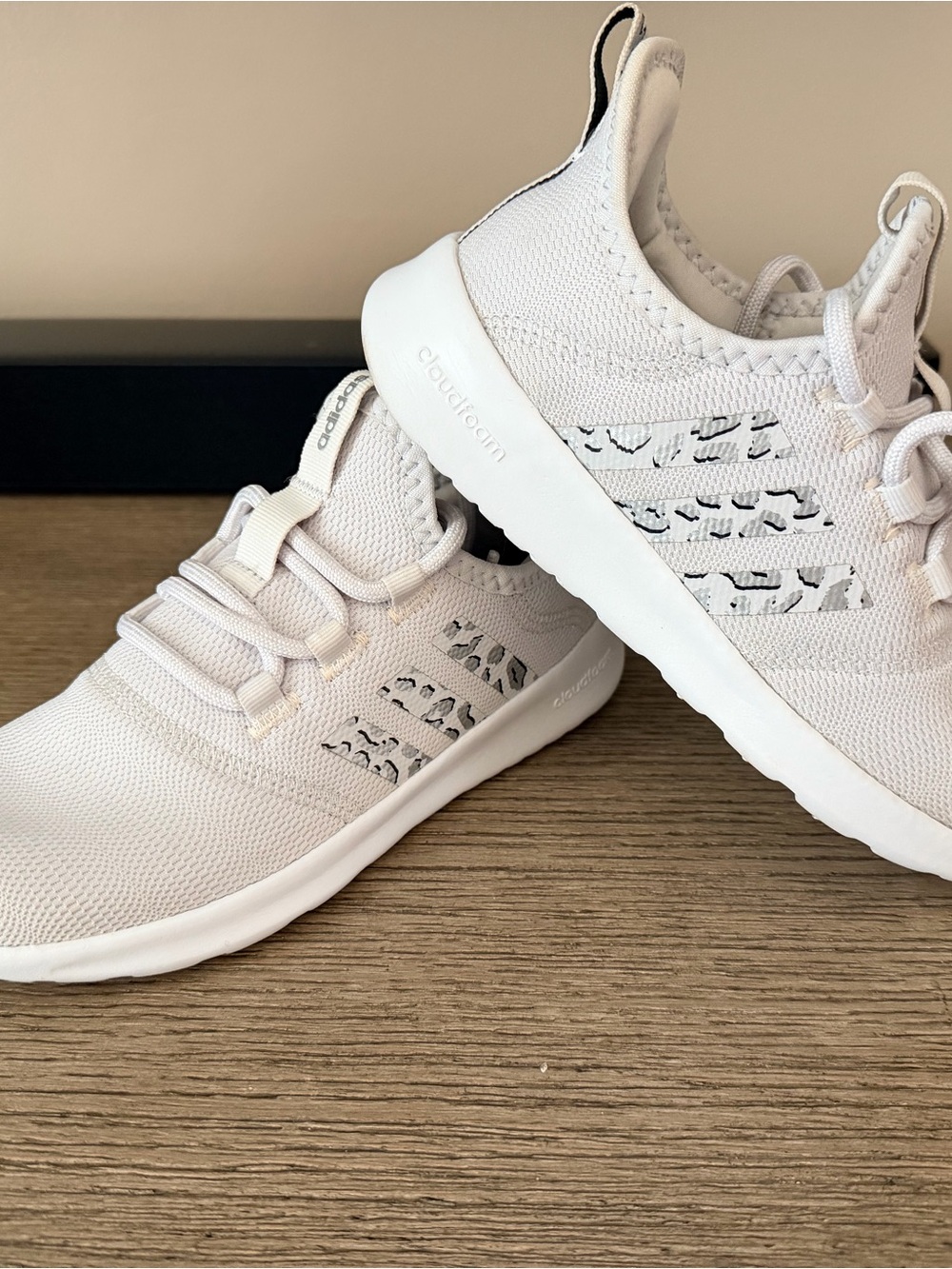 adidas Kids White Knit Slip-On Sneaker with Subtle Print